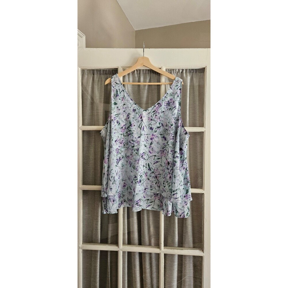 Lane Bryant Layered V-neck Chiffon Swing Tank Top - 22